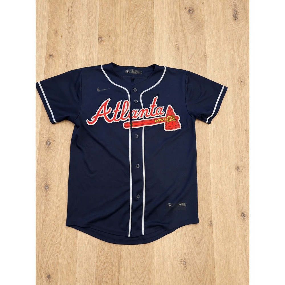 Nike Atlanta Braves Ronald Acuña Jr 13 Youth Jersey Navy Blue Size M 10/12